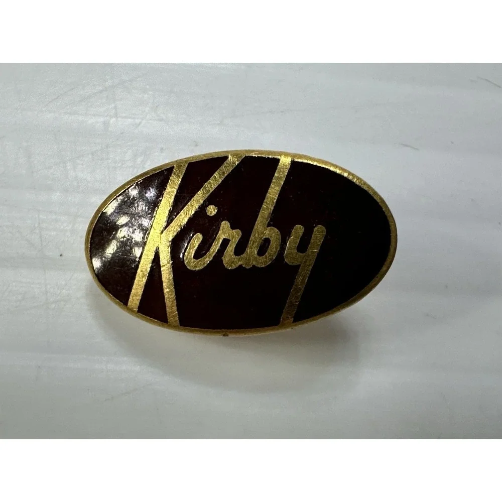 Vintage Kirby Vacuum Salesman Lapel Pin Red Gold Enamel Advertising Tie Tack